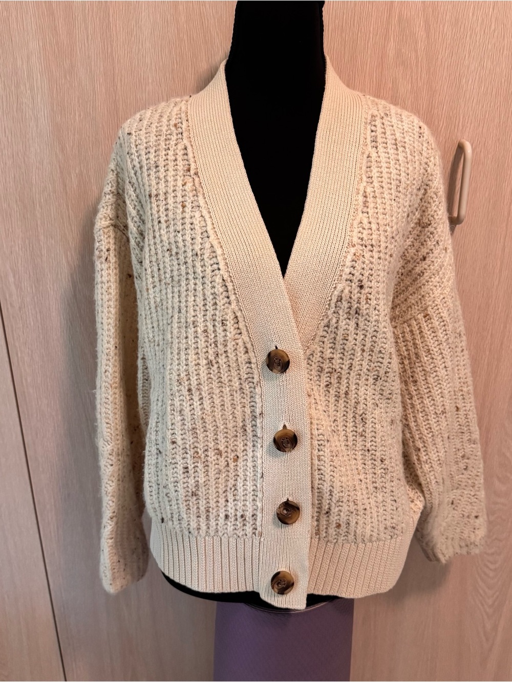 Old Navy Cream Open-Knit Button Front Cardigan